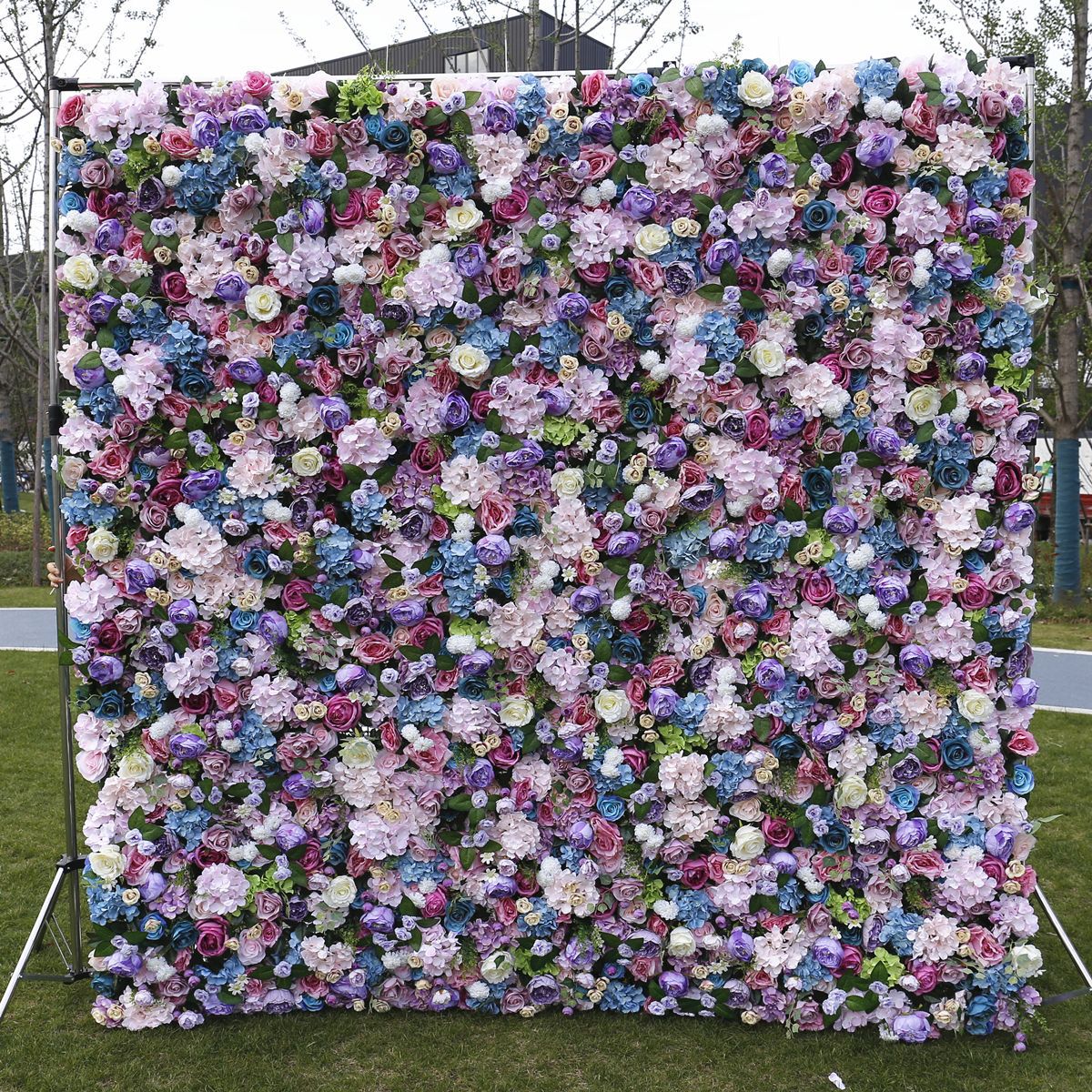 5D Multicolor Rose & Hydrangea Artificial Flower Wall Backdrop for Wedding & Event Decor