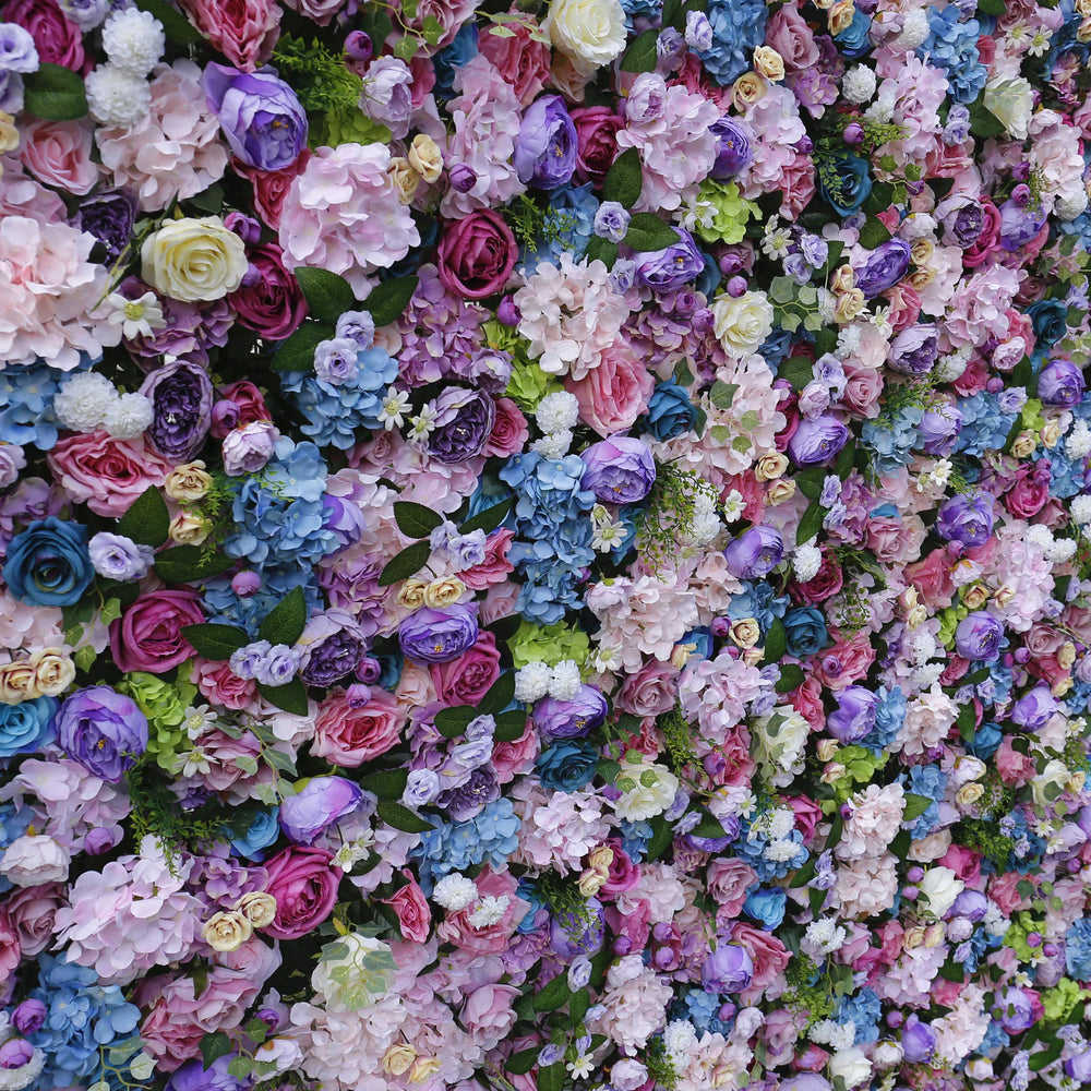 5D Multicolor Rose & Hydrangea Artificial Flower Wall Backdrop for Wedding & Event Decor