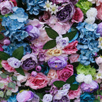 5D Multicolor Rose & Hydrangea Artificial Flower Wall Backdrop for Wedding & Event Decor