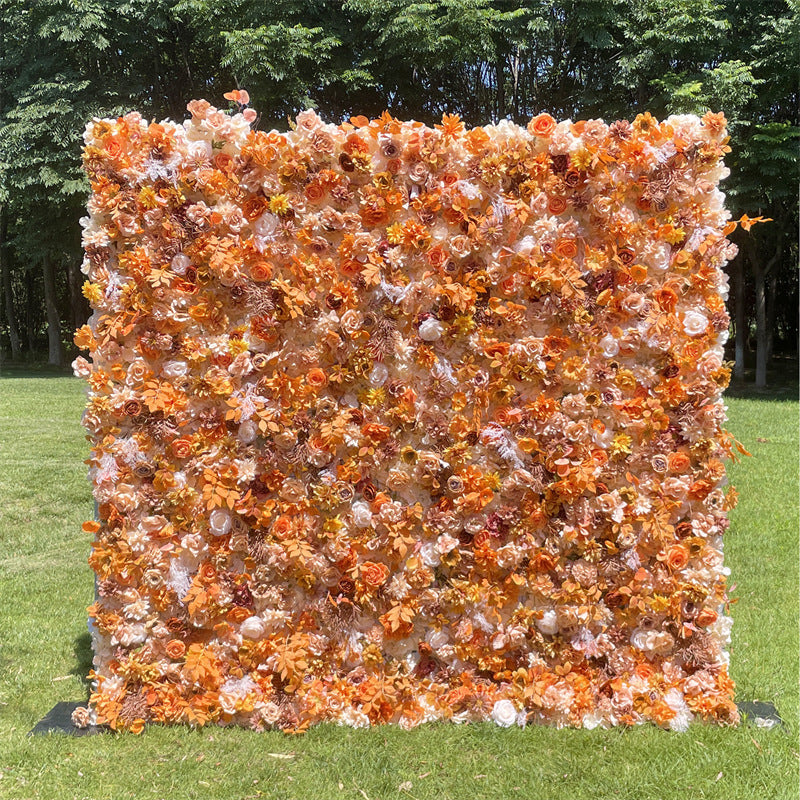 5D Orange Rose Floral Wall Backdrop for Event Party Decoration