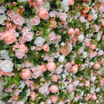 5D Peach Pink & White Rose Artificial Flower Wall Backdrop for Wedding & Event Decor
