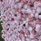 Atlasflowerswall 5D Pink Fabric Rolling Up Curtain Floral Wall Backdrop Wedding Party Proposal Decor