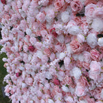 Atlasflowerswall 5D Pink Fabric Rolling Up Curtain Floral Wall Backdrop Wedding Party Proposal Decor