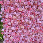 Atlasflowerswall 5D Pink Rose Artificial Flower Wall Backdrop for Wedding & Event Decor