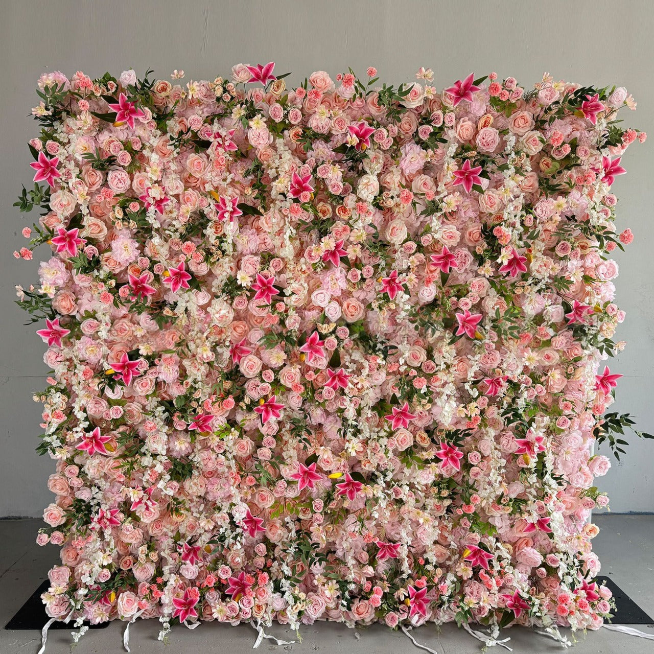 5D Pink Rose Lily Flower Wall Backdrop for Event Party Decoration