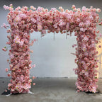 5D Pink Rose & Orchid Artificial Floral Square Arch Backdrop for Wedding & Event Decor