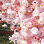 Atlasflowerswall 5D Artificial Pink Rose Square Arch Backdrop Stand