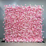 Atlasflowerswall 5D Pink Silk Rose Flower Wall Backdrop for Wedding Party Decor