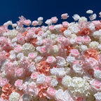 5D Pink & White Rose Fabric Rolling Up Curtain Floral Backdrop Wedding Party Proposal Decor