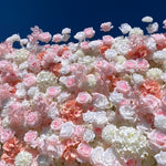 5D Pink & White Rose Fabric Rolling Up Curtain Floral Backdrop Wedding Party Proposal Decor