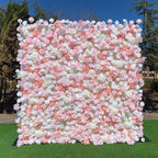 5D Pink & White Rose Fabric Rolling Up Curtain Floral Backdrop Wedding Party Proposal Decor