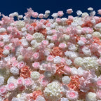 5D Pink & White Rose Fabric Rolling Up Curtain Floral Backdrop Wedding Party Proposal Decor