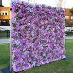 5D Purple Hydrangea Rose Artificial Flower Wall Backdrop for Wedding Party Proposal Decor