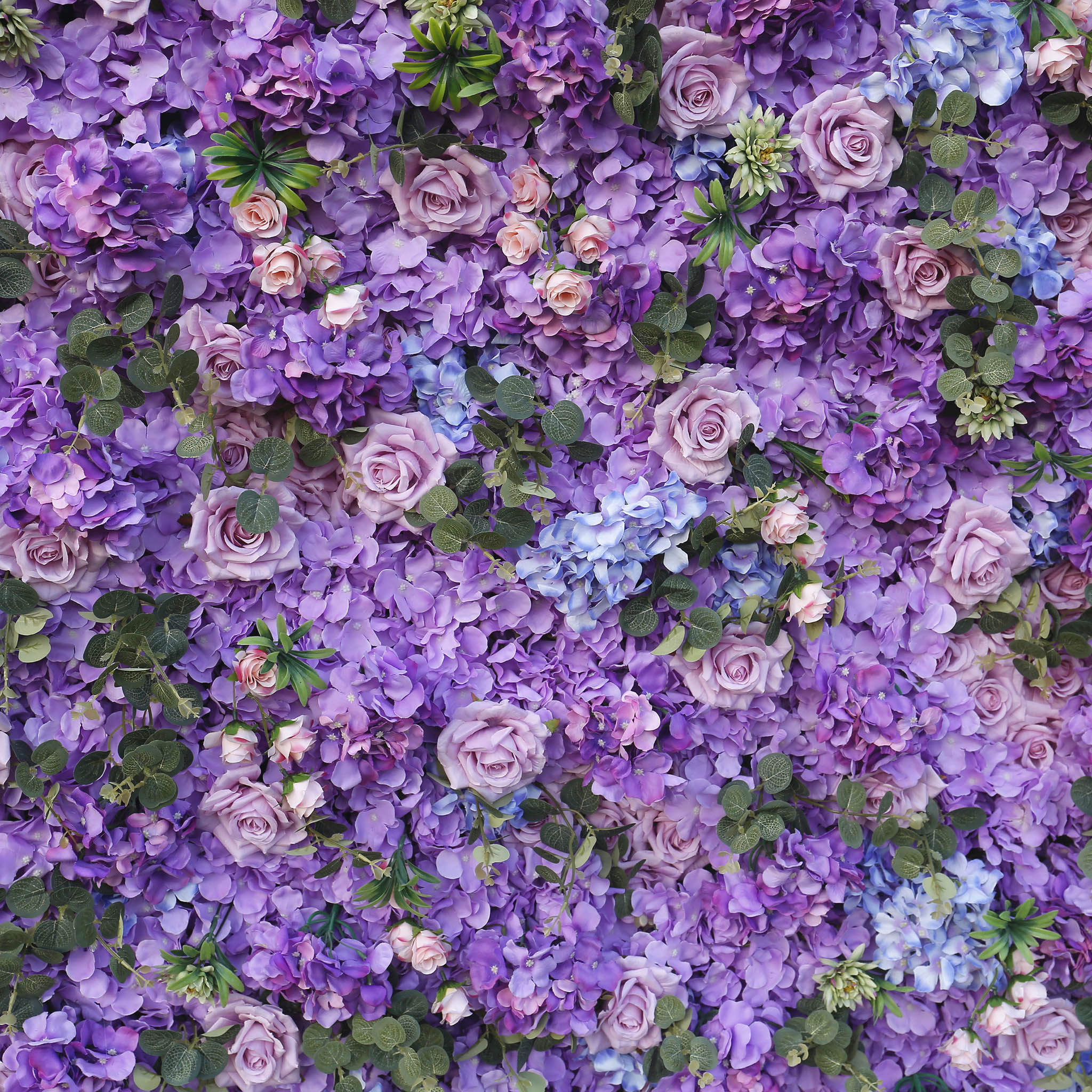 5D Purple Hydrangea Rose Artificial Flower Wall Backdrop for Wedding Party Proposal Decor