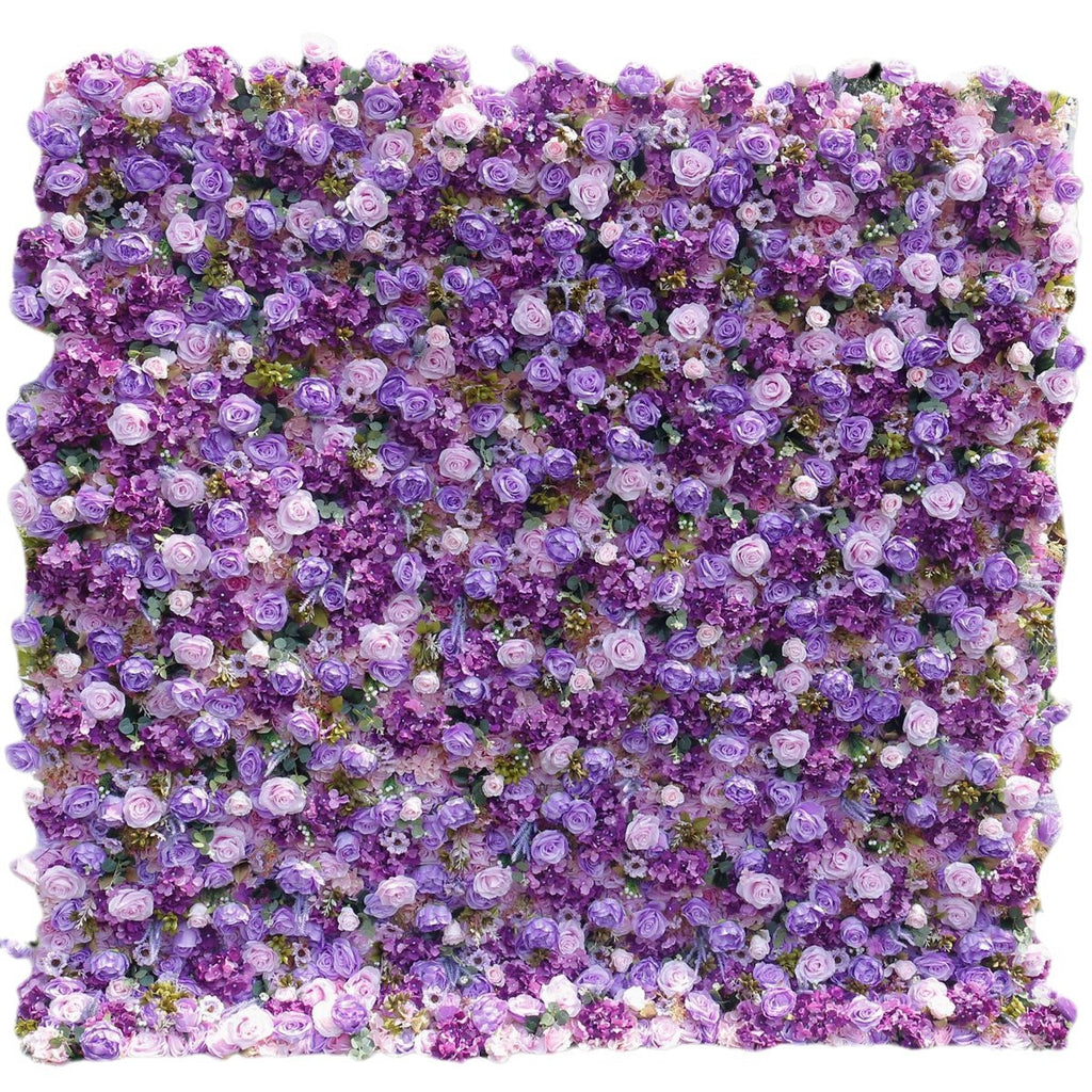 Atlasflowerswall 5D Purple Rose and Hydrangea Flower Wall Recessed Wedding Party Decoration Background