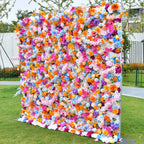 5D Rainbow Color Artificial Flower Wall Backdrop with Mixed Flowers Party & Photo Booth Decor
