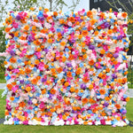 5D Rainbow Color Artificial Flower Wall Backdrop with Mixed Flowers Party & Photo Booth Decor
