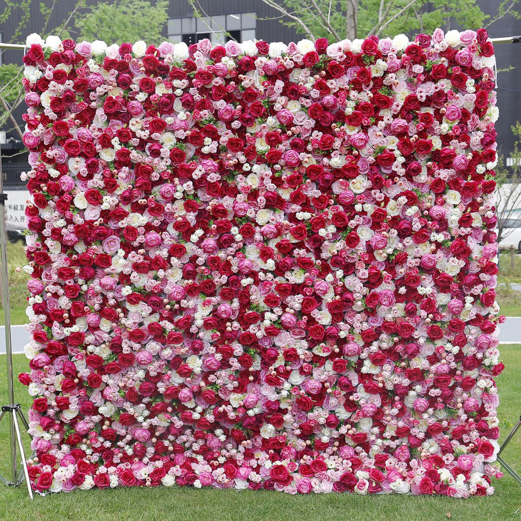 5D Red and Pink Rose Flower Wall Backdrop for Wedding Party Decoration