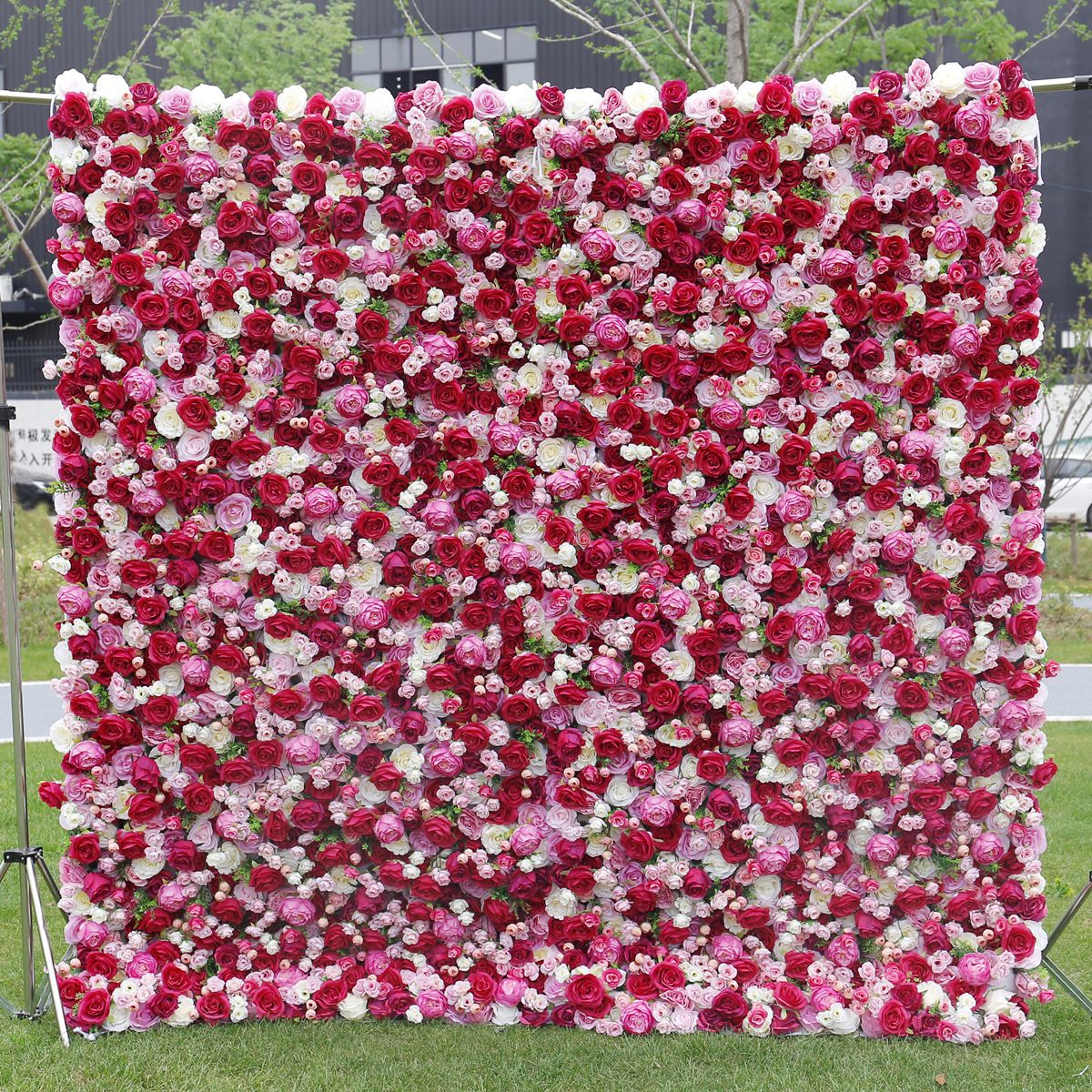 5D Red and Pink Rose Flower Wall Backdrop for Wedding Party Decoration
