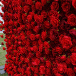 Atlasflowerswall 5D Silk Red Rose Roller Blind Flower Wall Wedding Background