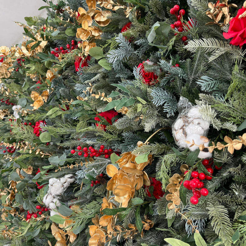 5D Red Rose Greenery Christmas Flower Wall Backdrop for Event Party Decor