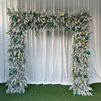 5D Snow Flocked Christmas Arch Backdrop for Holiday Event Decor