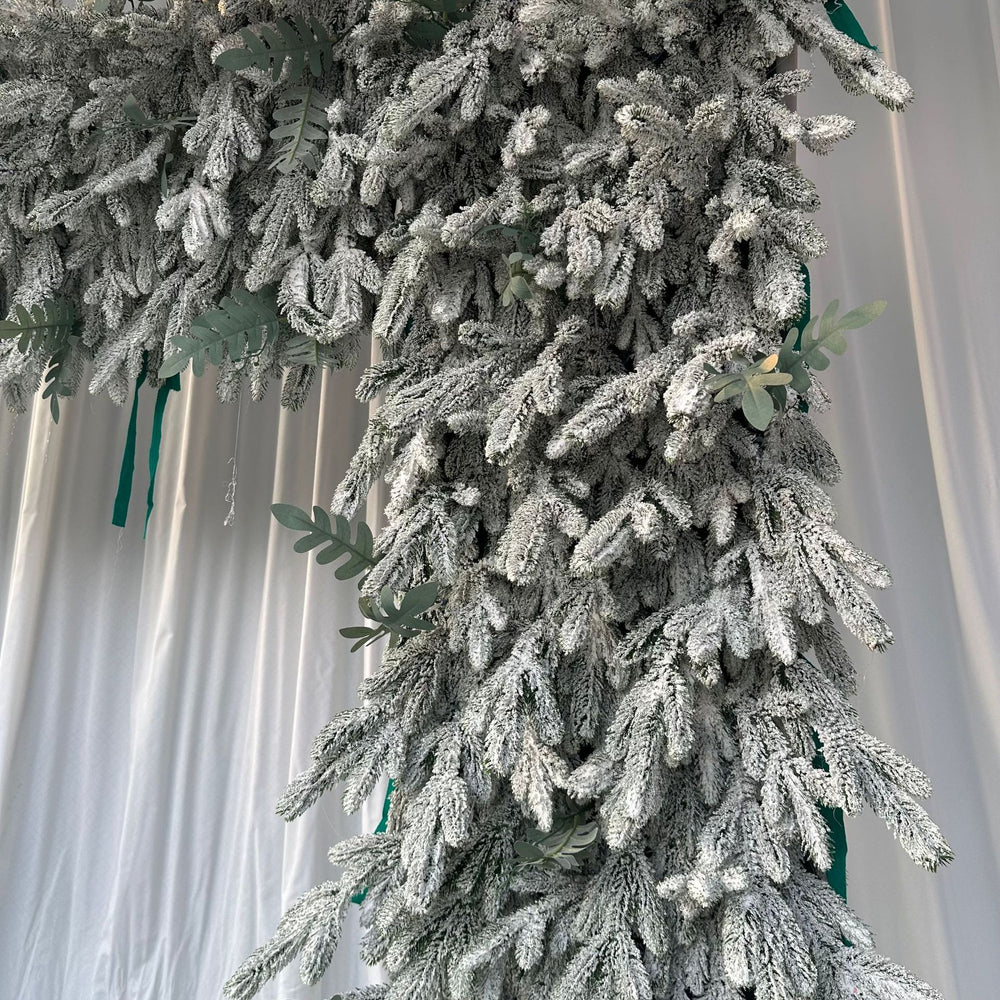 5D Snow Flocked Christmas Arch Backdrop for Holiday Event Decor