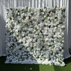 Atlasflowerswall 5D White & Champagne Rose Artificial Flower Wall Wedding Backdrop