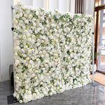 Atlasflowerswall 5D White Rose and Peony Roller Blind Flower Wall Wedding Party Backdrop Decoration