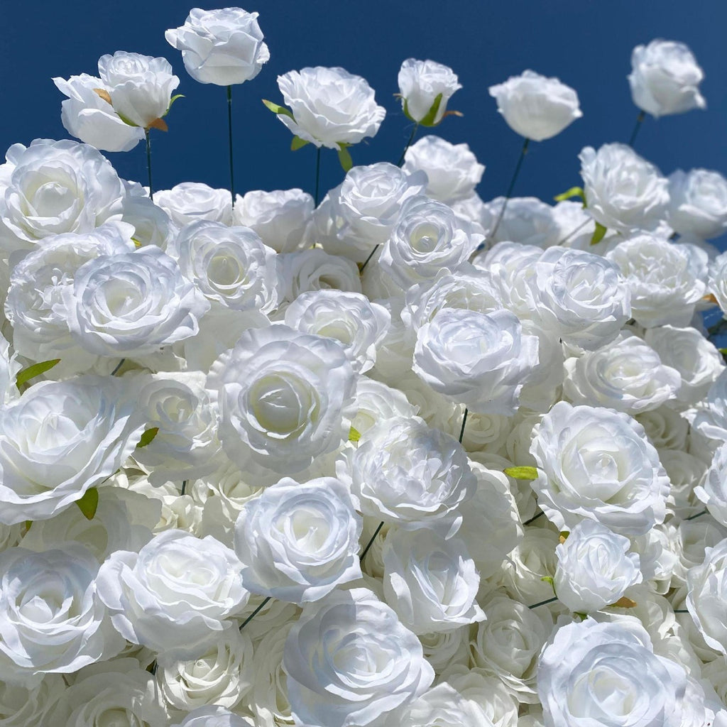 Atlasflowerswall 5D White Rose Fabric Artificial Flower Wall Wedding Event Backdrop