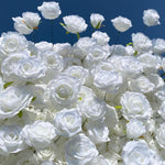 Atlasflowerswall 5D White Rose Fabric Artificial Flower Wall Wedding Event Backdrop