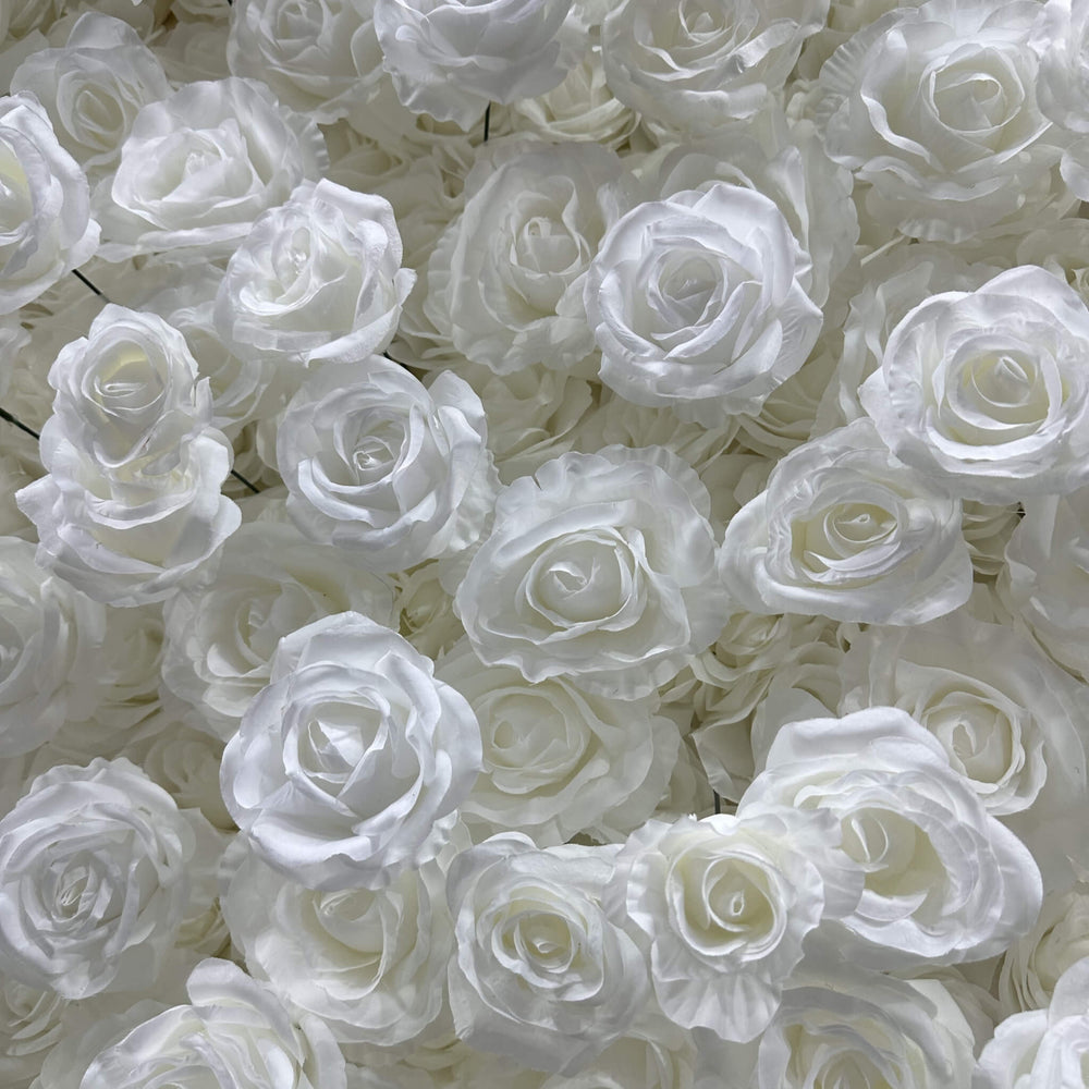 Atlasflowerswall 5D White Rose Fabric Artificial Flower Wall Wedding Event Backdrop