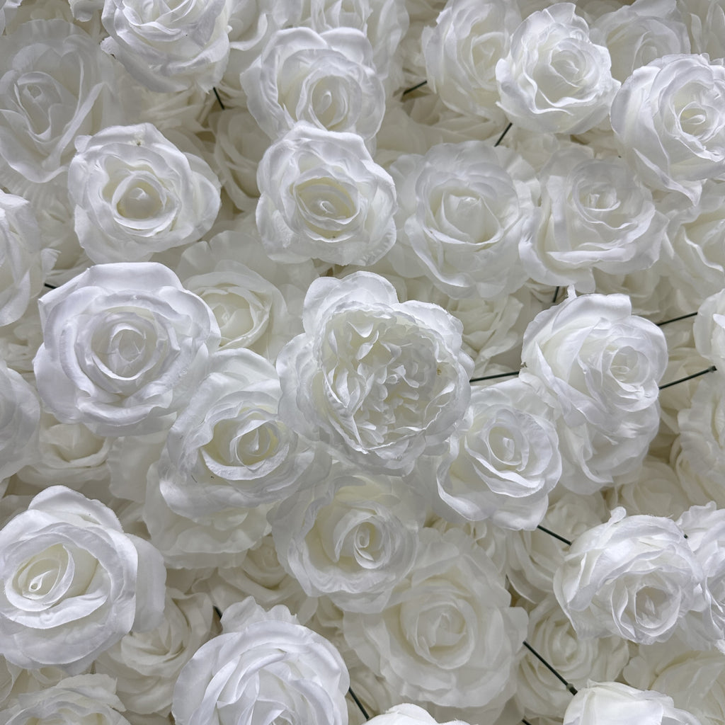 Atlasflowerswall 5D White Rose Fabric Artificial Flower Wall Wedding Event Backdrop