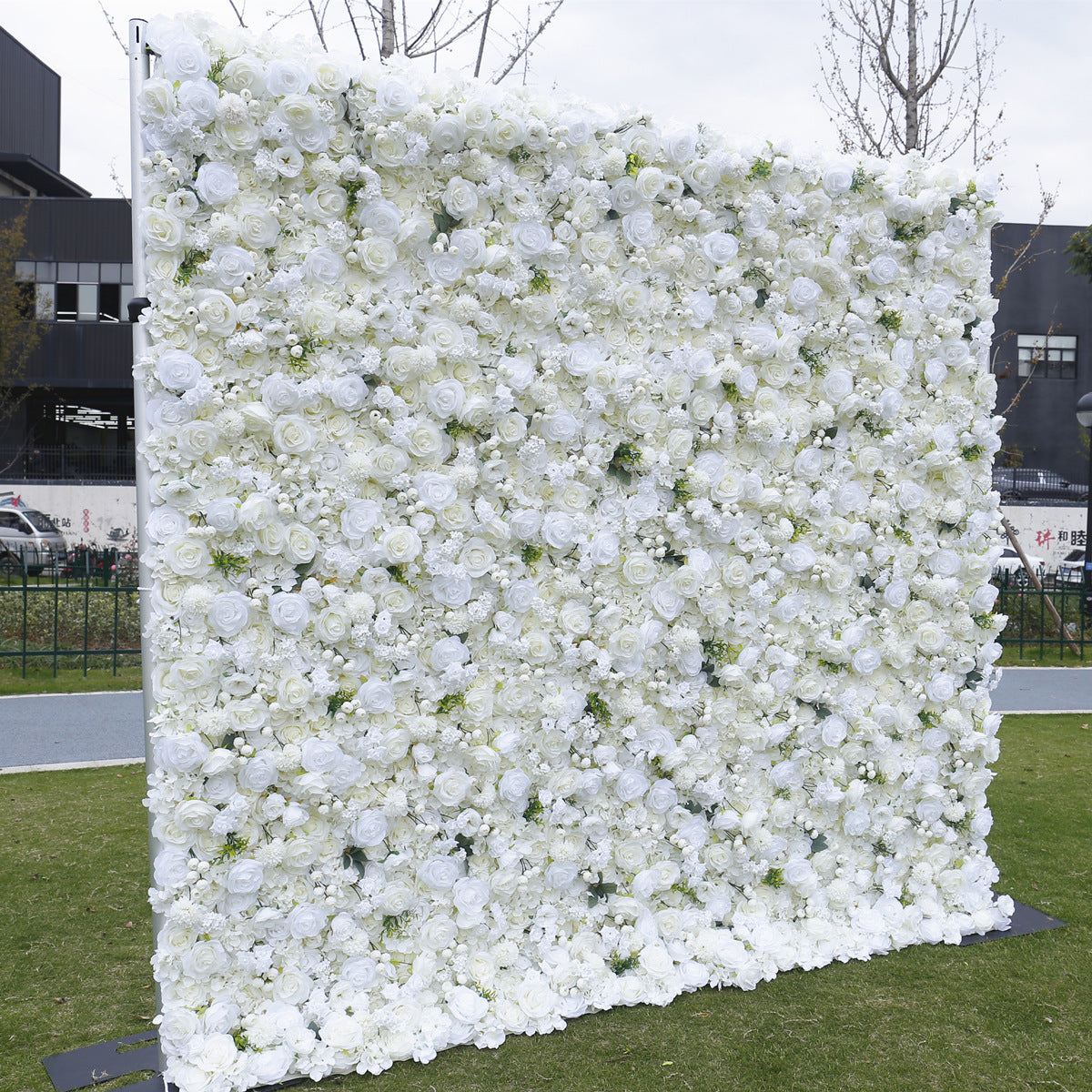 Atlasflowerswall 5D White Rose Flower Wall Backdrop for Photo Booth and Event Decor