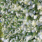 5D White Rose Green Leaf Flower Wall Backdrop for Event & Party Decoration