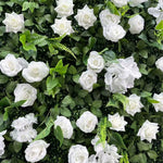 5D White Rose & Greenery Artificial Fabric Flower Wall Backdrop for Wedding Photo Booth