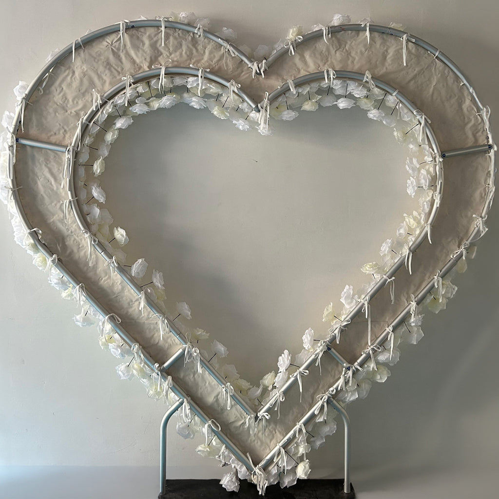 Atlasflowerswall White Rose Heart Arch for Proposal & Wedding Backdrop