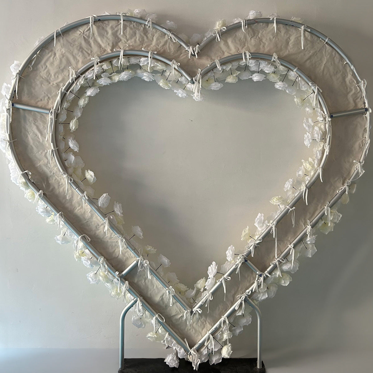 Atlasflowerswall White Rose Heart Arch for Proposal & Wedding Backdrop