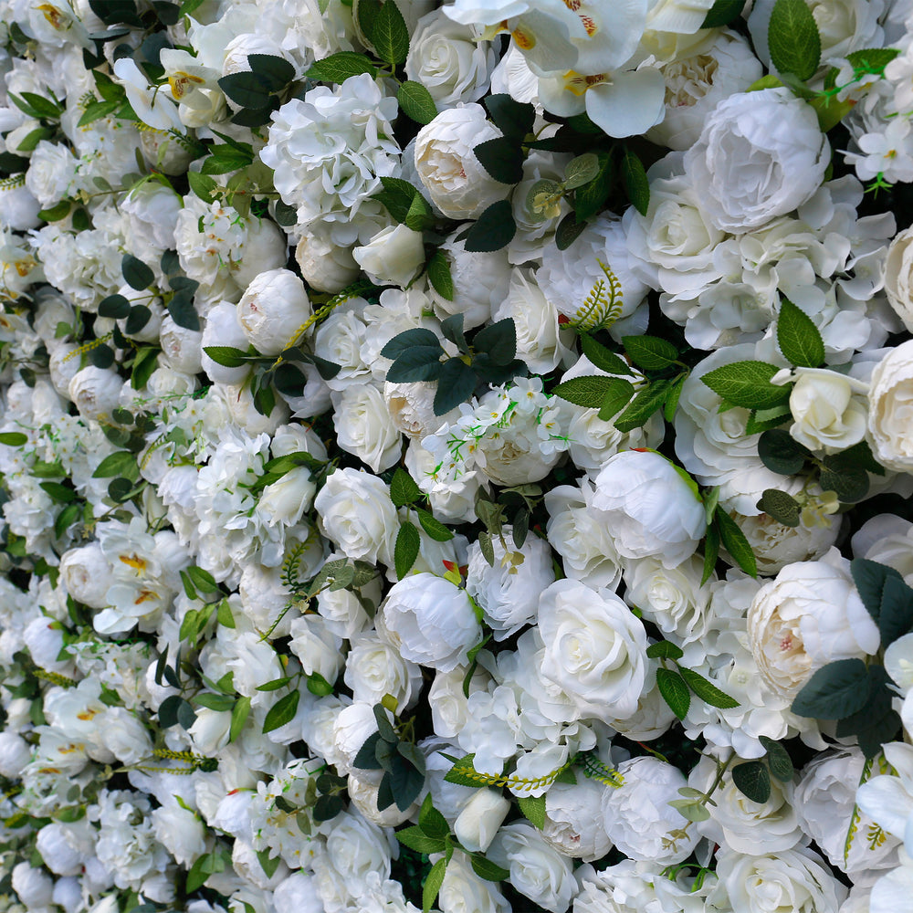 White Rose & Hydrangea Flower Wall Greenery Backdrop for Wedding Event Decor