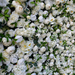 Atlasflowerswall Premium 5D White Rose & Hydrangea Flower Wall Greenery Backdrop for Wedding Event Decor