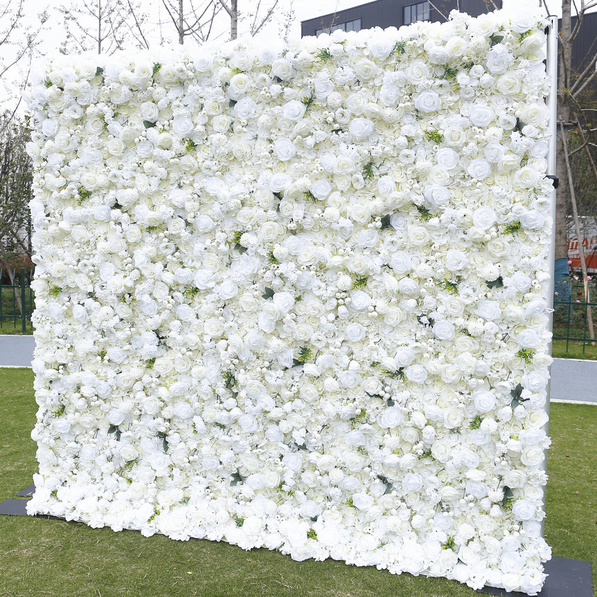 Atlasflowerswall 5D White Simulation Fabric Floral Wall Backdrop Wedding Decoration Outdoor Event Setup