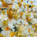 5D Luxury White & Yellow Rose Flower Wall Backdrop