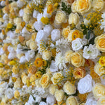 5D Yellow Rose Rolling Up Curtain Flower Wall Backdrop, Perfect Wedding Party Decoration