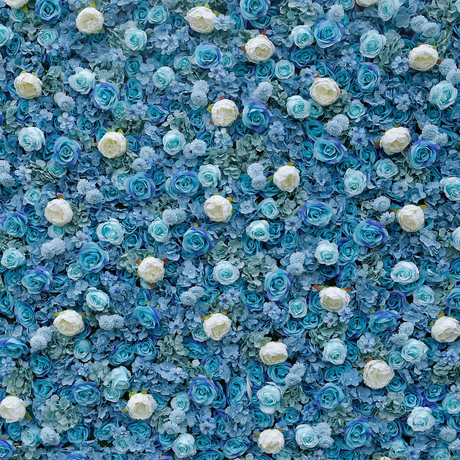 5D Blue & White Rose Artificial Flower Wall Backdrop for Wedding & Event Decor