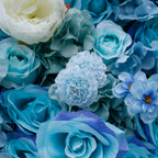 5D Blue & White Rose Artificial Flower Wall Backdrop for Wedding & Event Decor