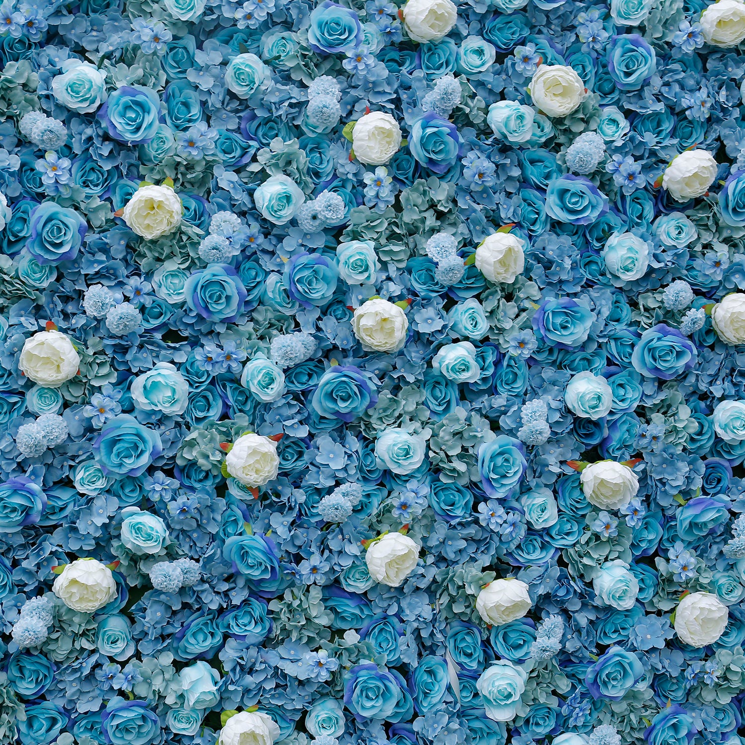 5D Blue & White Rose Artificial Flower Wall Backdrop for Wedding & Event Decor