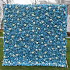 5D Blue & White Rose Artificial Flower Wall Backdrop for Wedding & Event Decor