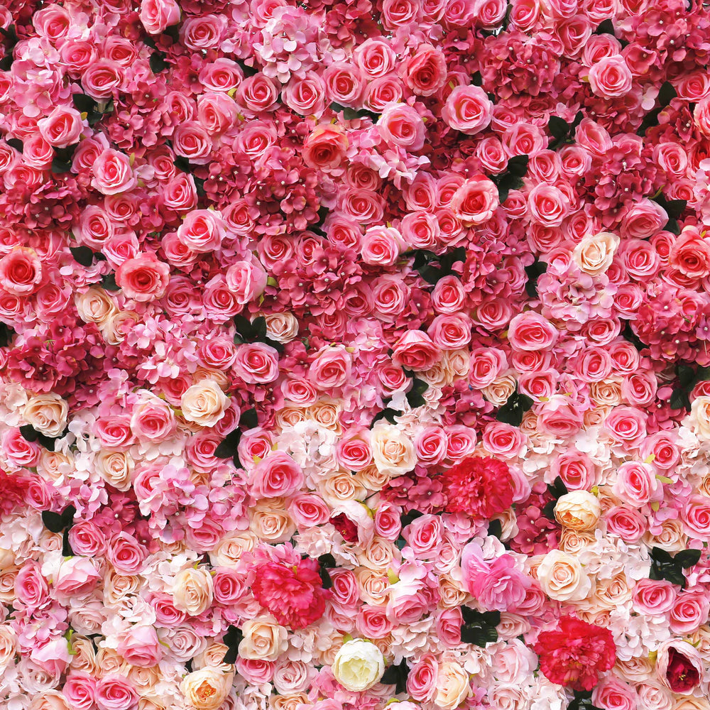 Atlasflowers 3D Pink Ombre Rose Artificial Flower Wall Backdrop for Wedding & Party Decor