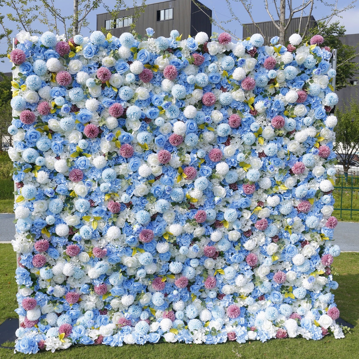 Atlasflowerswall 3D Blue Rose Flower Wall Backdrop for Event Party Decoration