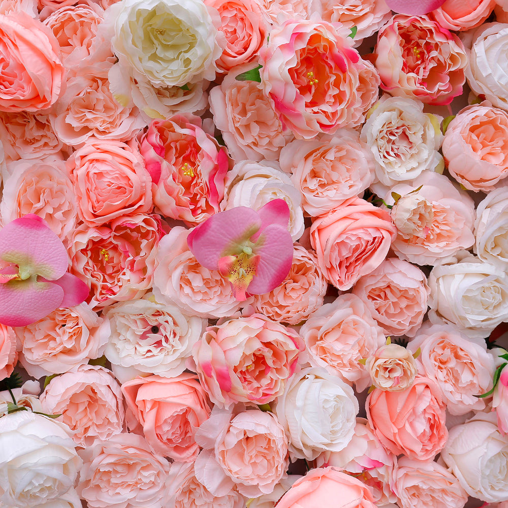 Atlasflowerswall 3D Blush Pink & White Rose Flower Wall Backdrop for Wedding Event Decor